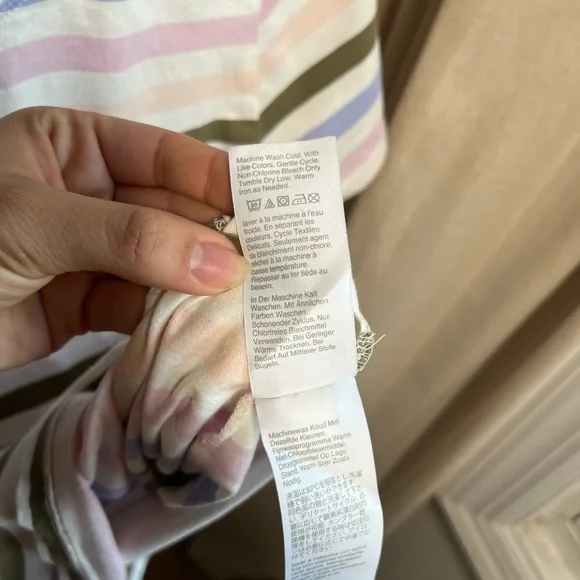 J.Crew White Striped Crewneck Cotton Tee | Large - Picture 4 of 5